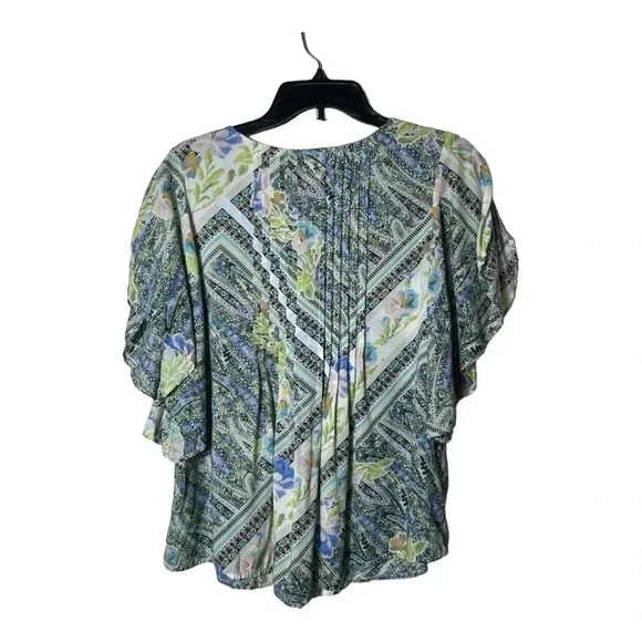 1839. ANTHROPOLOGIE MAEVE FLORAL FLUTTERED MAYA TOPβ SIZE 0 MULTICOLORED FLOWY - Picture 7 of 10